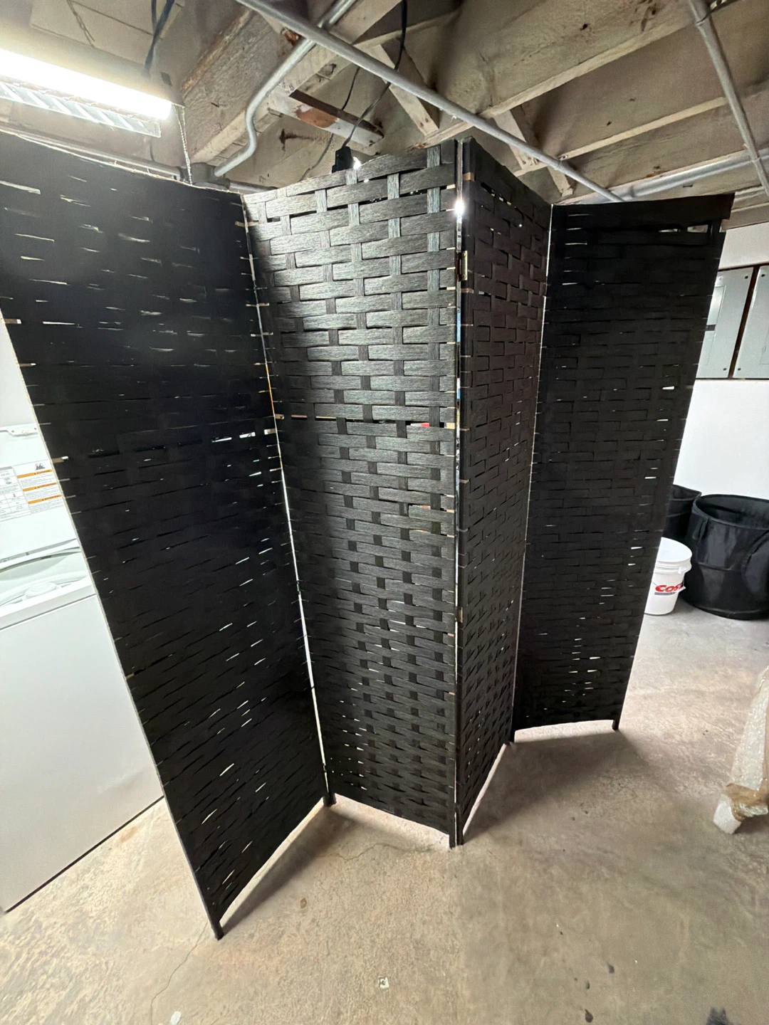 4-Panel Woven Room Divider Screen - Black - photo 2