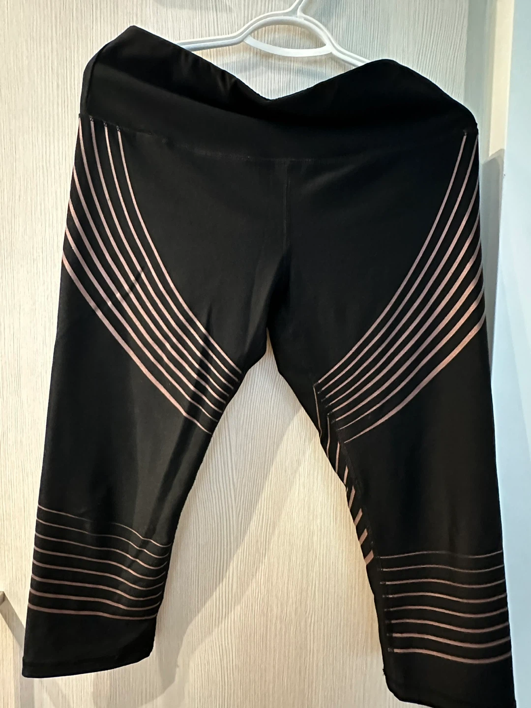 RBX Black & Rose Gold Stripe Capri Leggings
