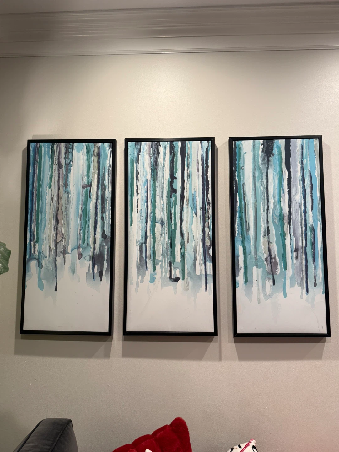 Set of 3 Abstract Drip Wall Art