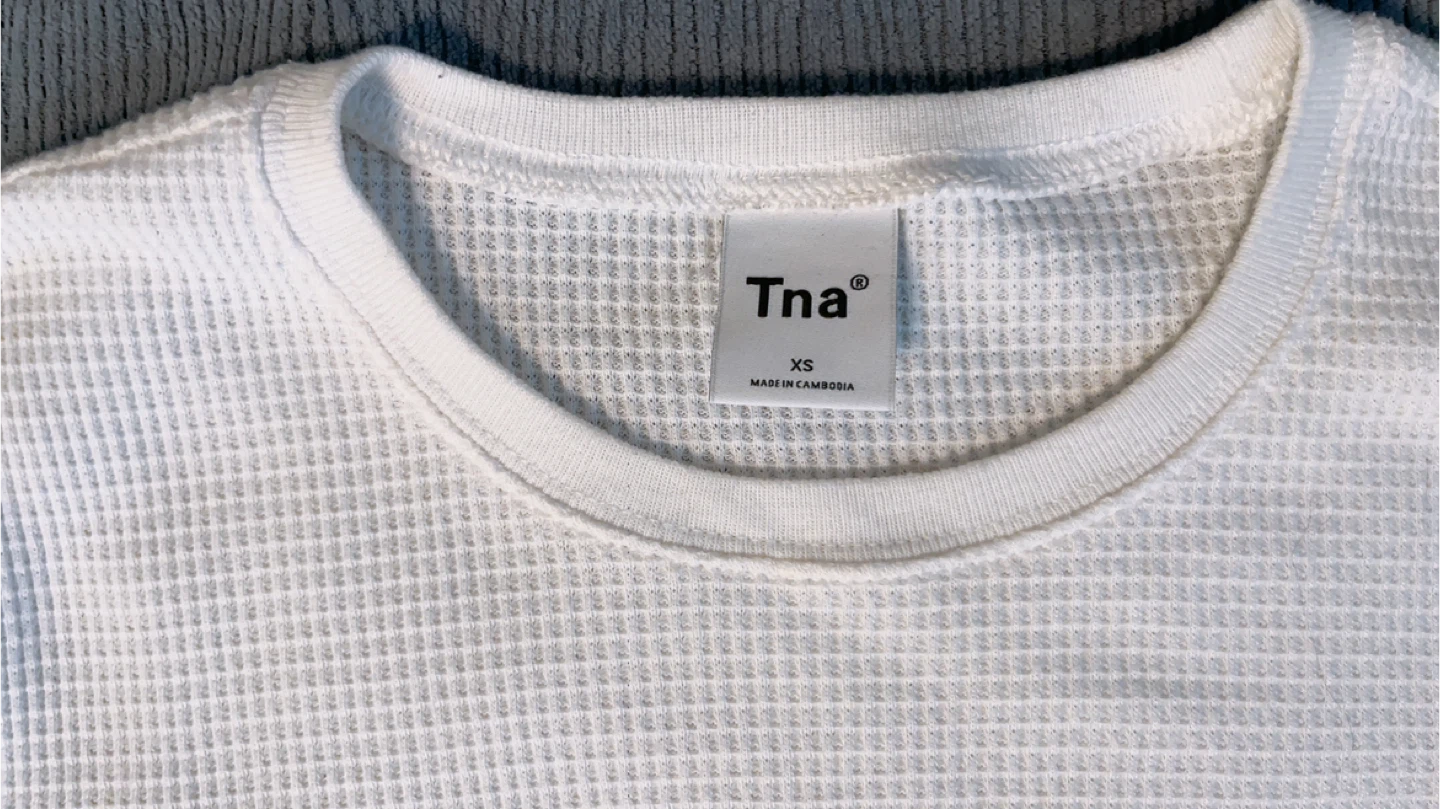 Tna White Waffle Knit Long Sleeve Shirt