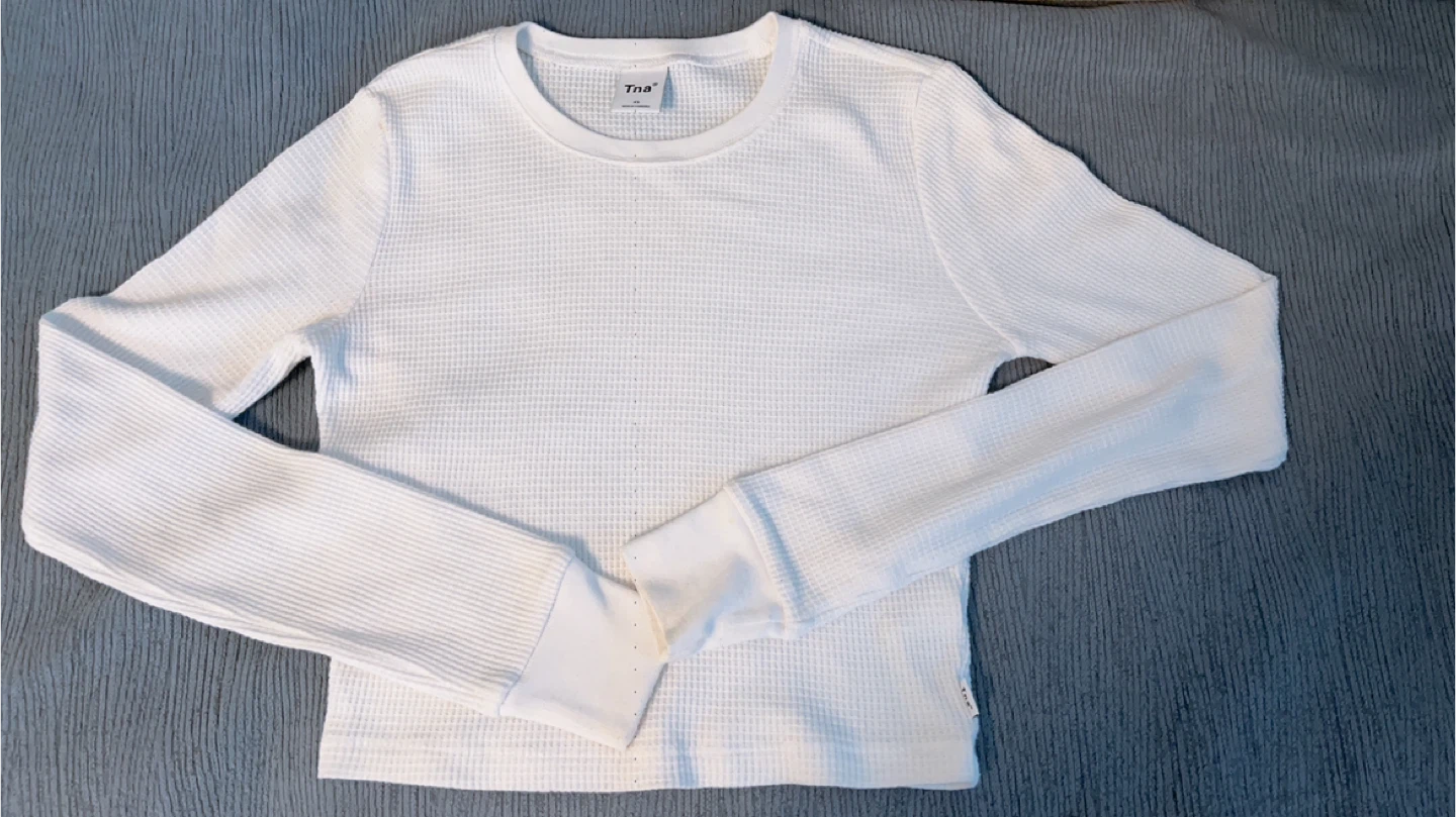 Tna White Waffle Knit Long Sleeve Shirt - photo 2
