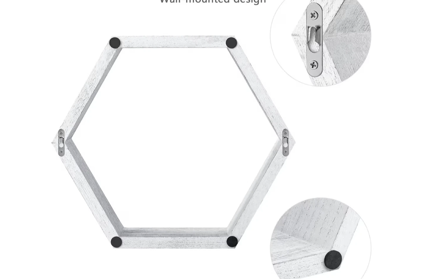 Set of 3 White Hexagon Shelves - photo 3