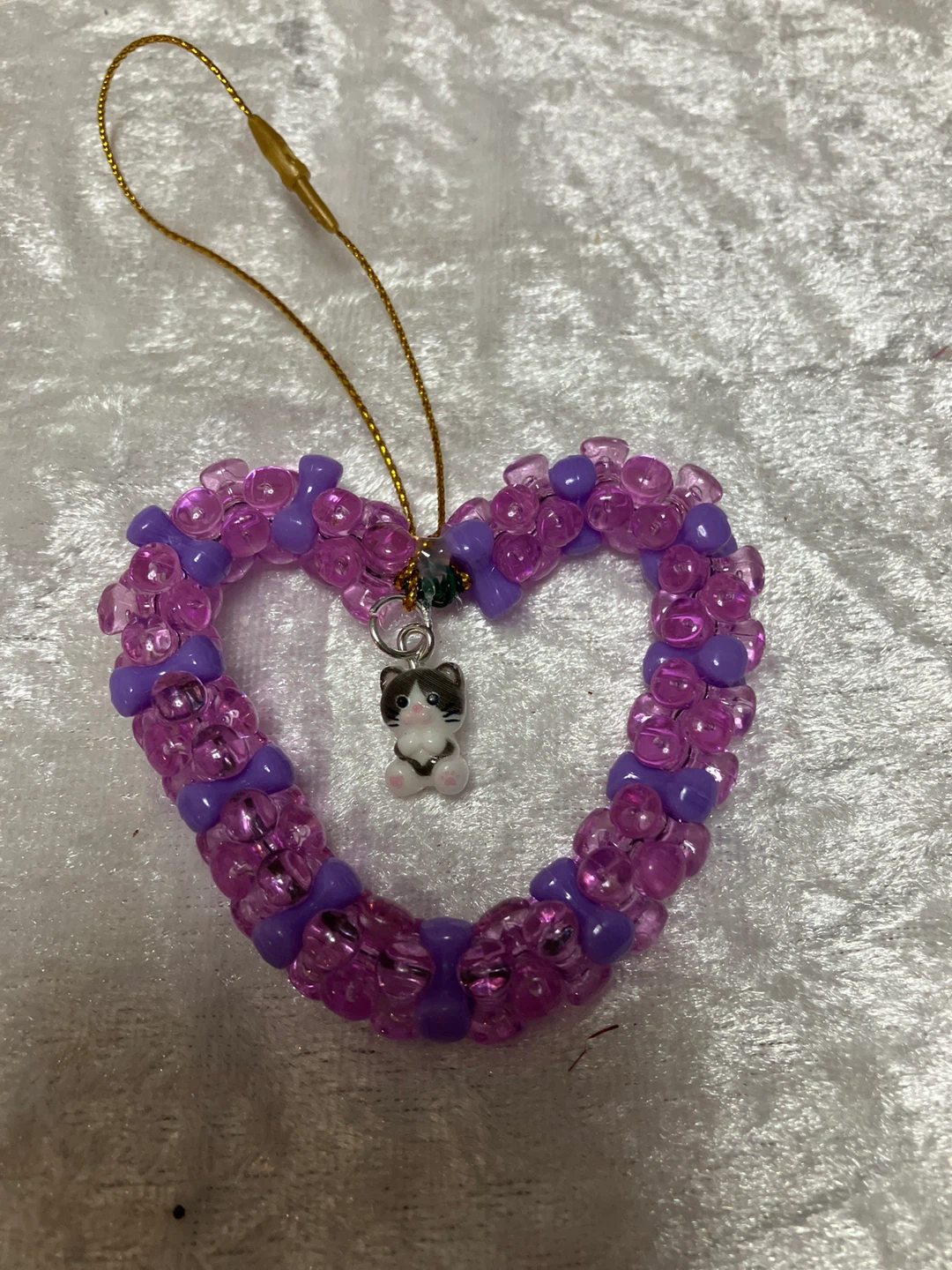 Heart Shaped Beaded Ornament with Charm
