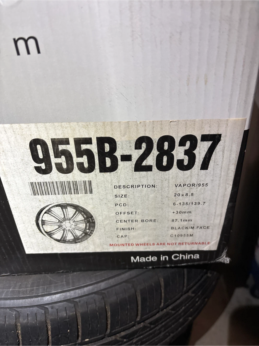 VAPOR 955 20x8.5 Black/M Face Wheels