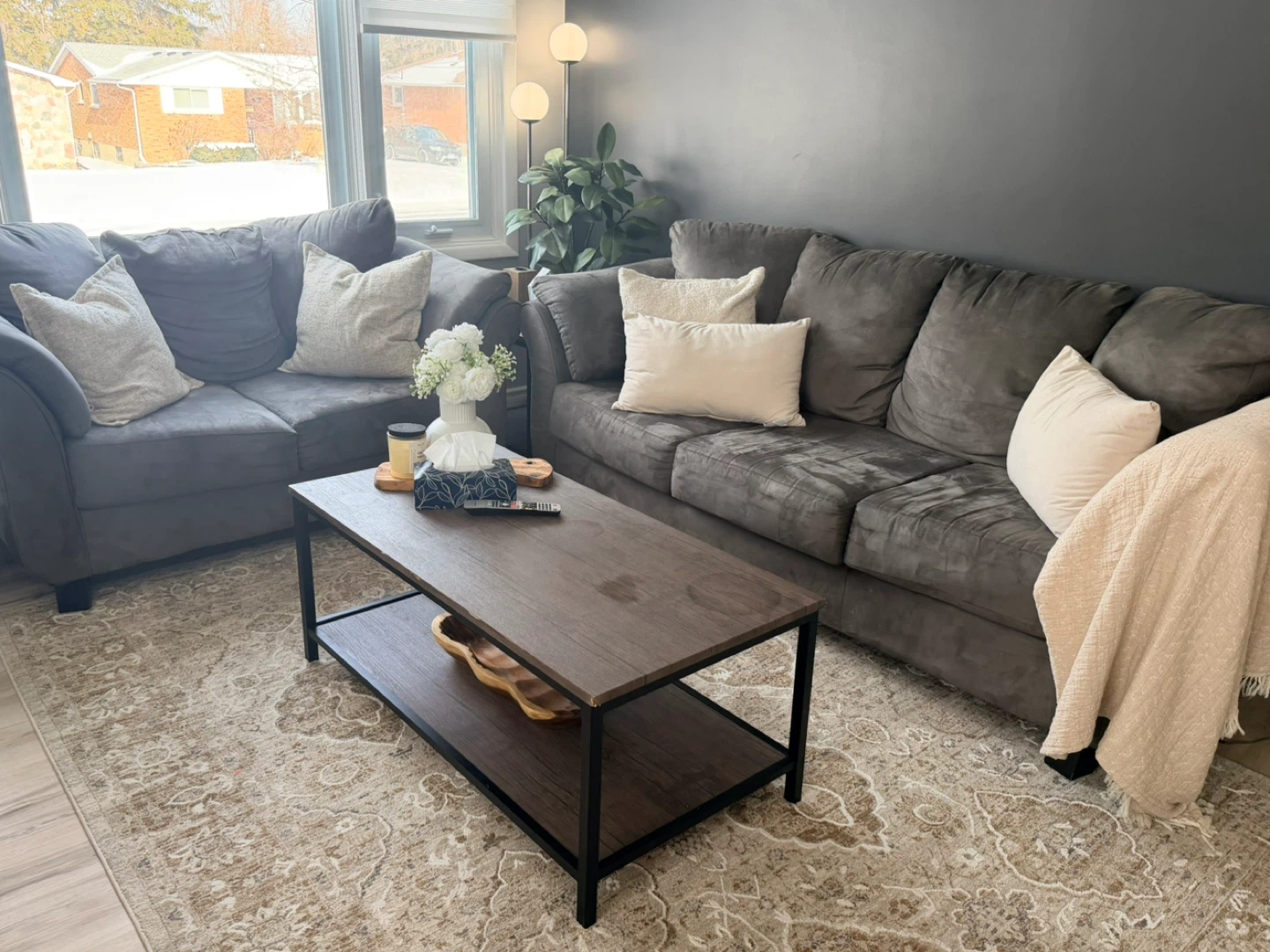 Grey Suede Sofa and love seat - photo 5