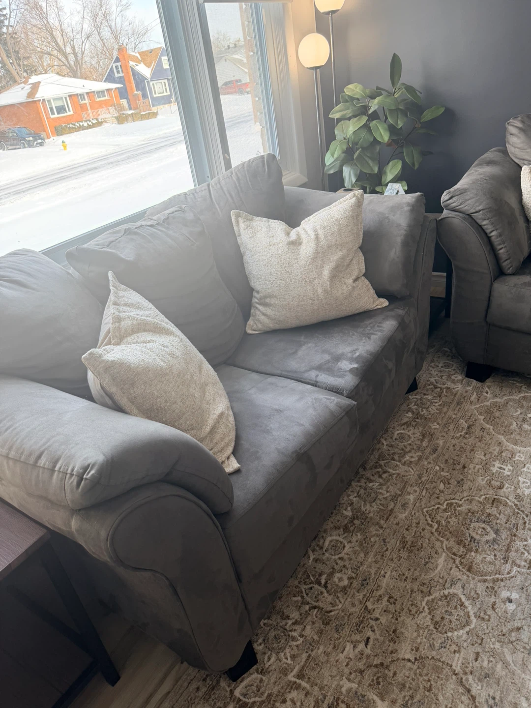 Grey Suede Sofa and love seat - photo 3