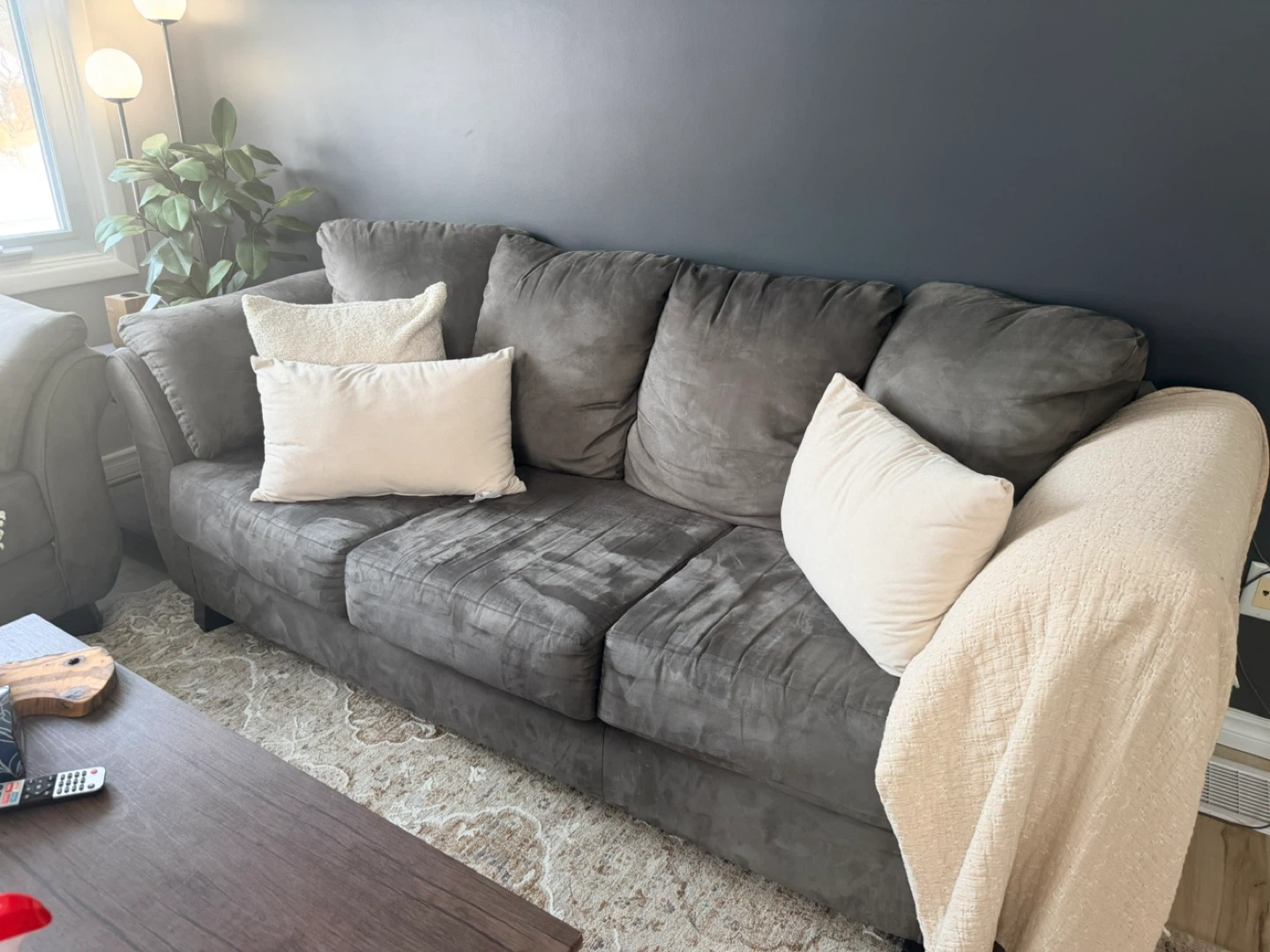 Grey Suede Sofa and love seat - photo 4