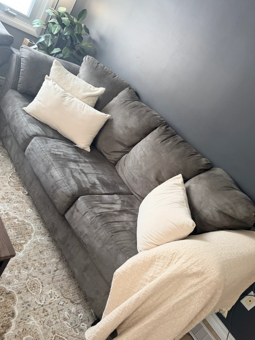 Grey Suede Sofa and love seat - photo 2