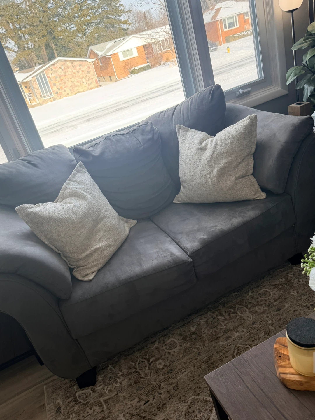 Grey Suede Sofa and love seat