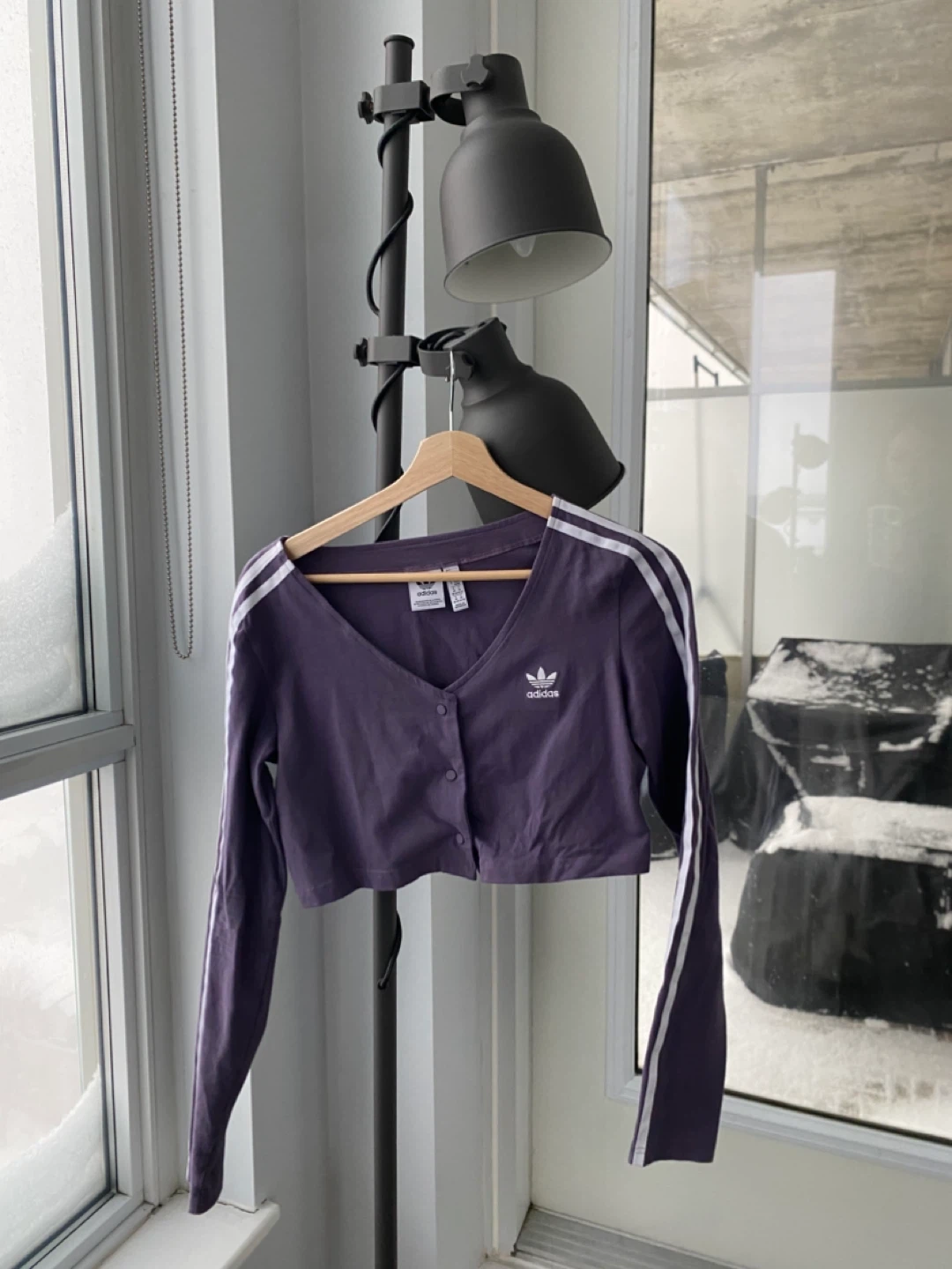 Medium Purple Adidas Sweatsuit Set (Crop Top & Sweatpants) - photo 2