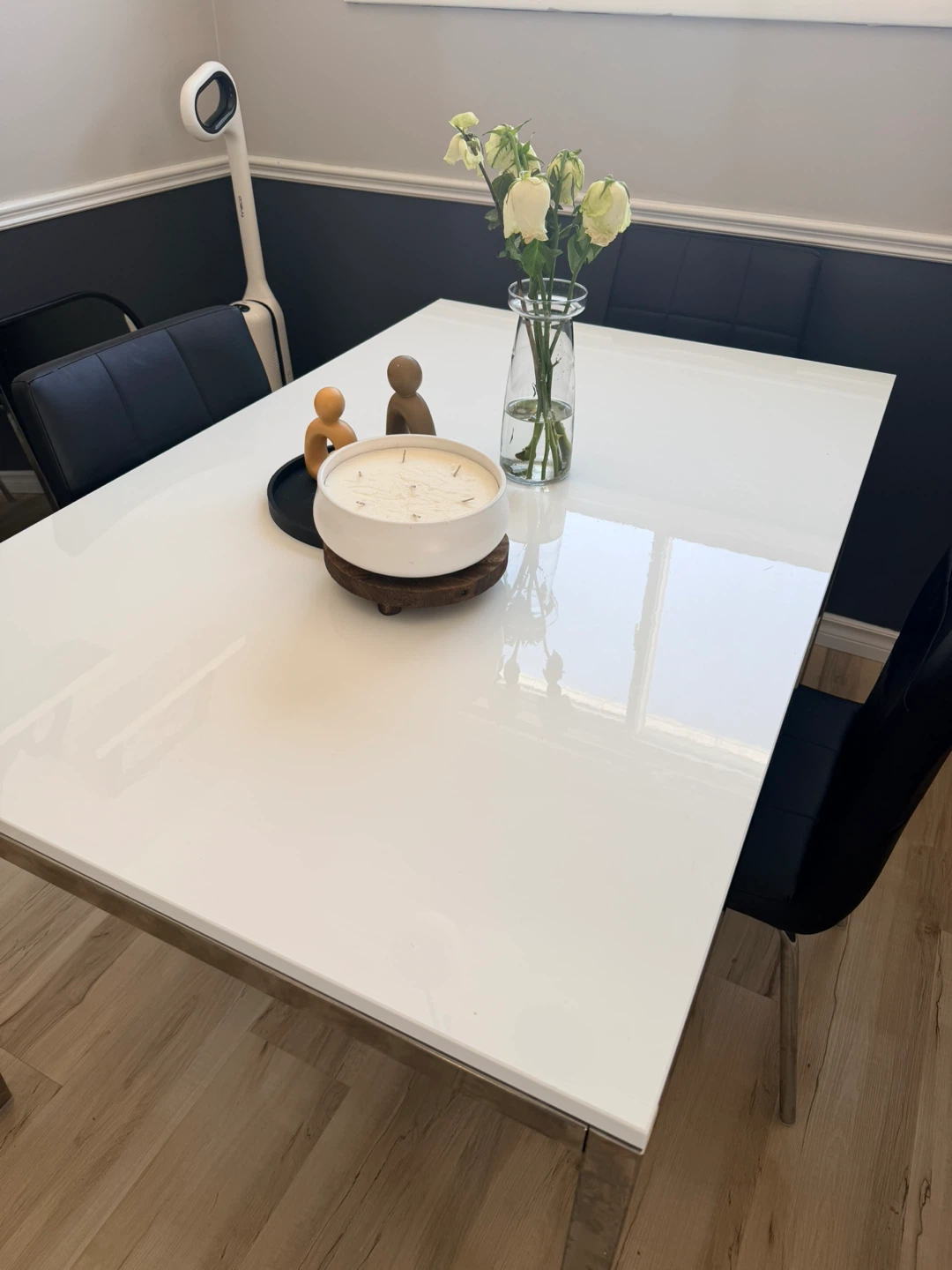 IKEA White Dining Table with Metal Legs