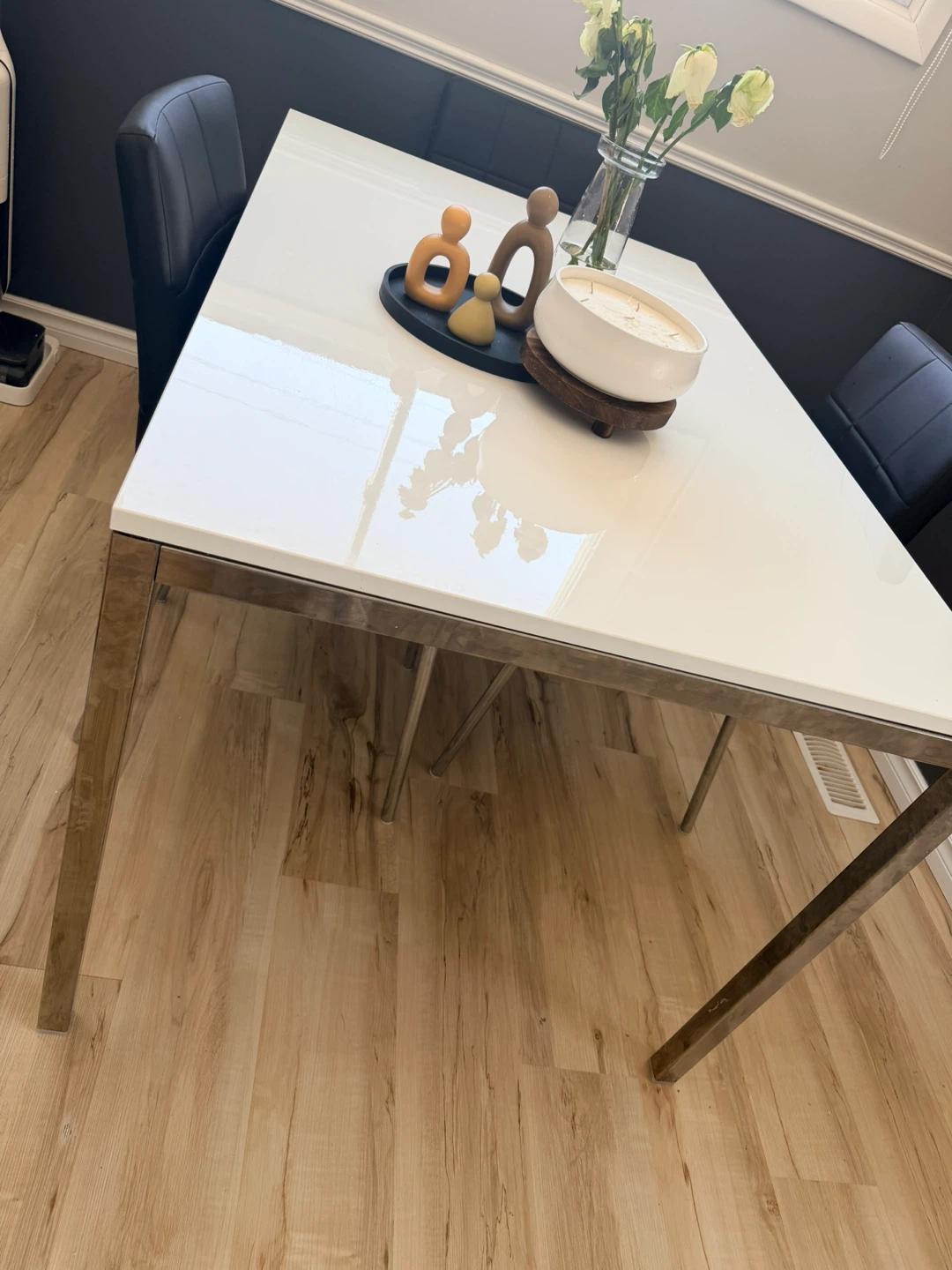 IKEA White Dining Table with Metal Legs - photo 2