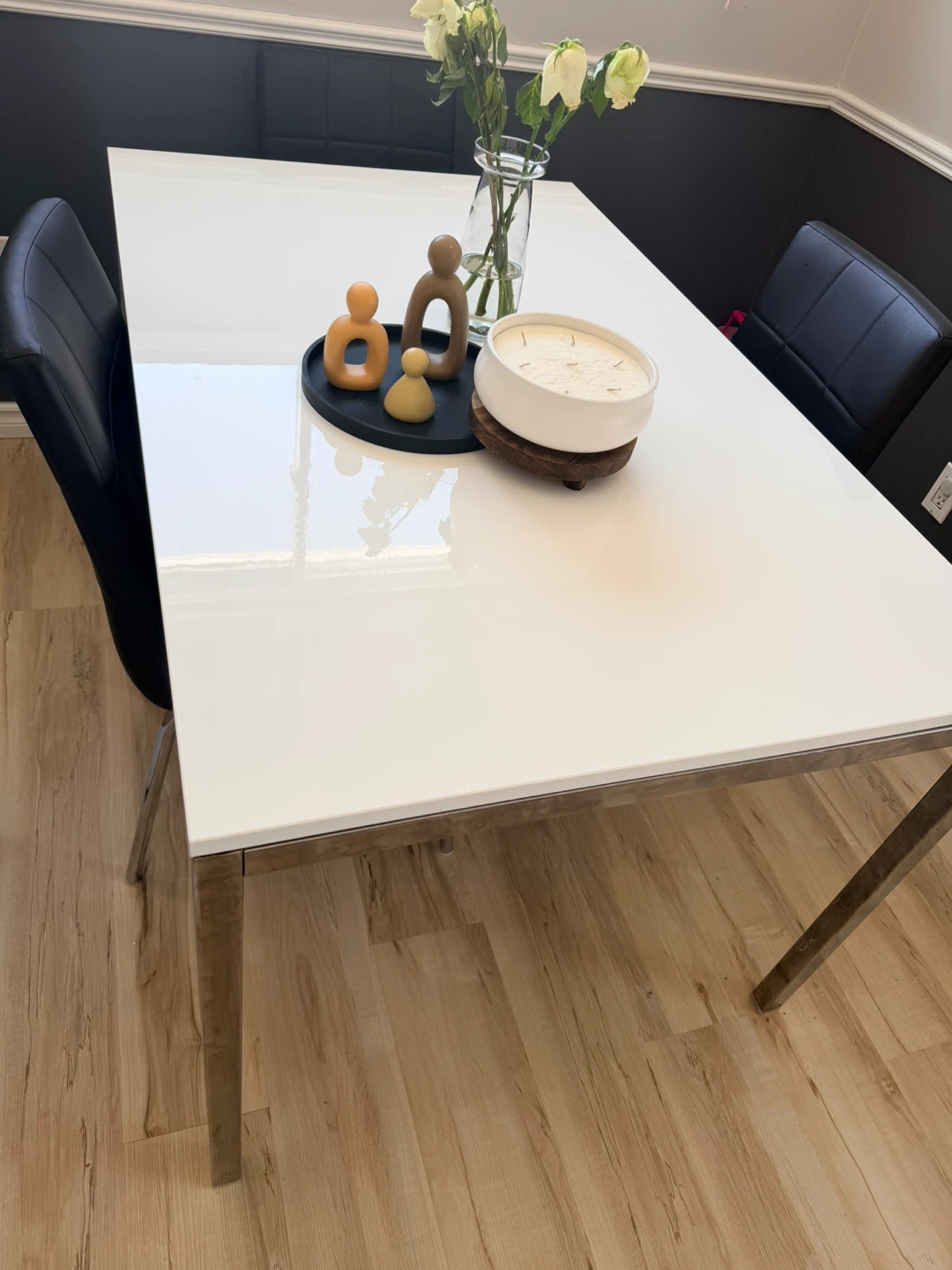 IKEA White Dining Table with Metal Legs - photo 4