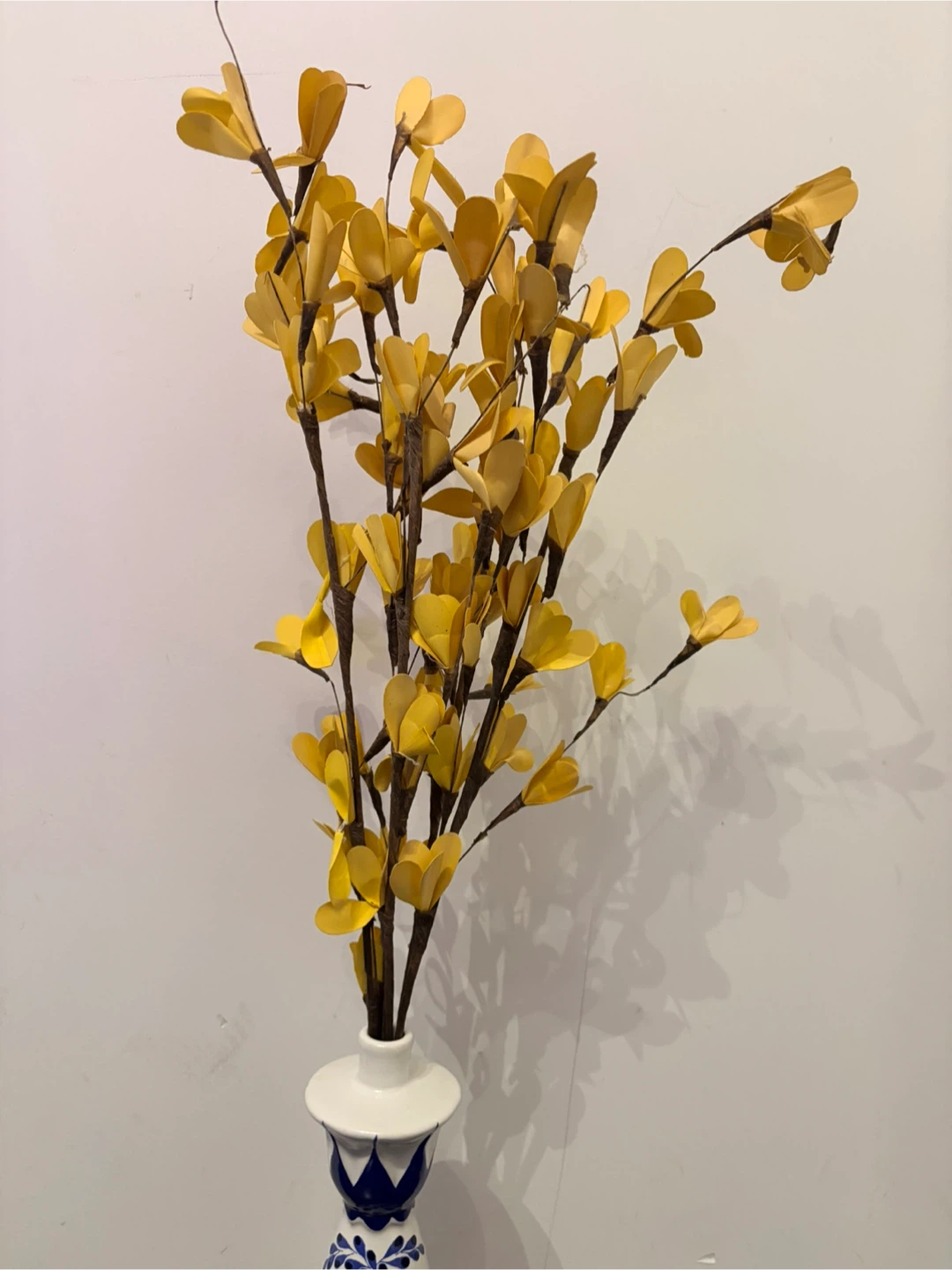 Yellow Faux Floral Arrangement in Decorative Vase