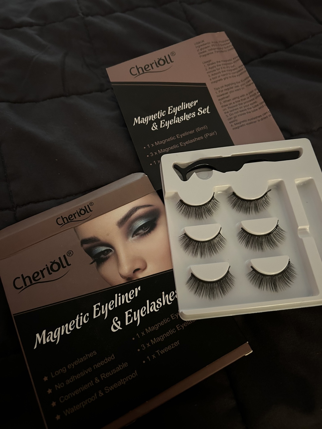 Cherioll Magnetic Eyeliner & Eyelashes Set with Tweezer