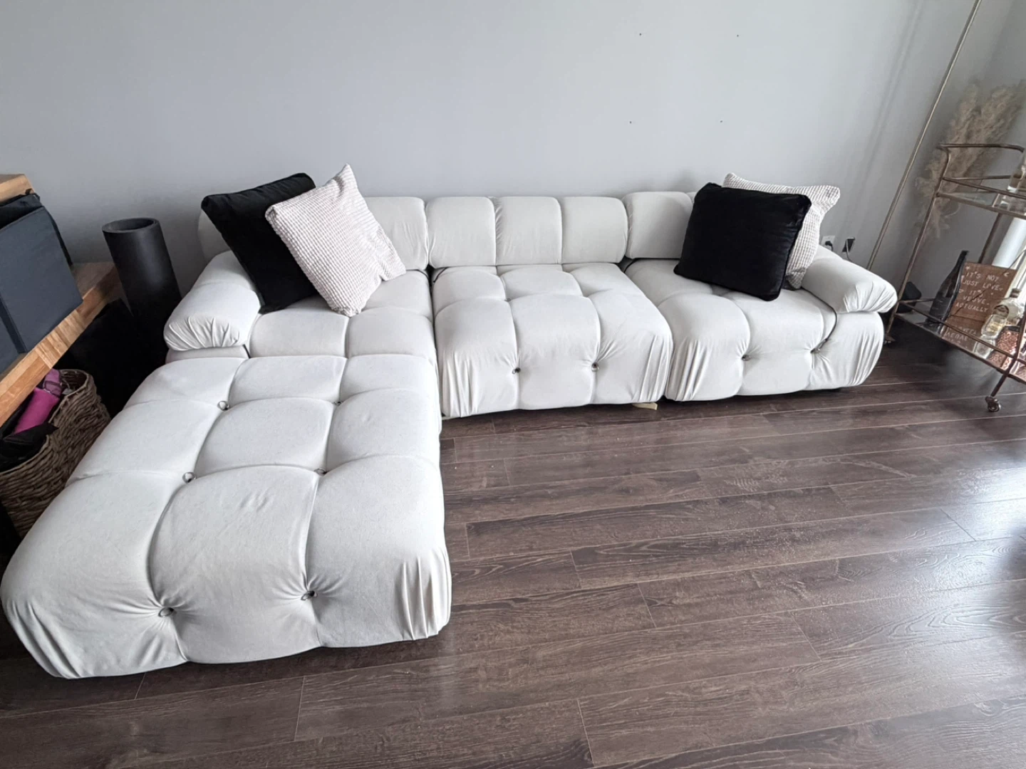 Tufted Sectional Sofa - Cream