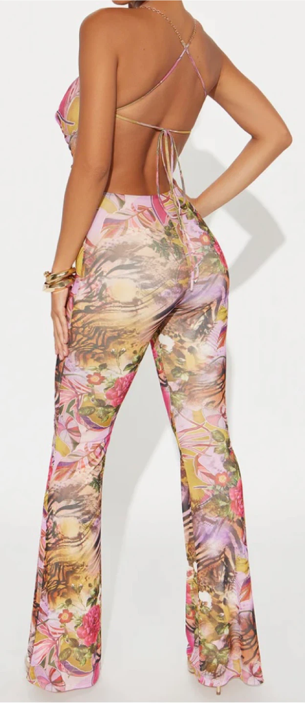 Women's Floral Print Halter Jumpsuit - photo 2