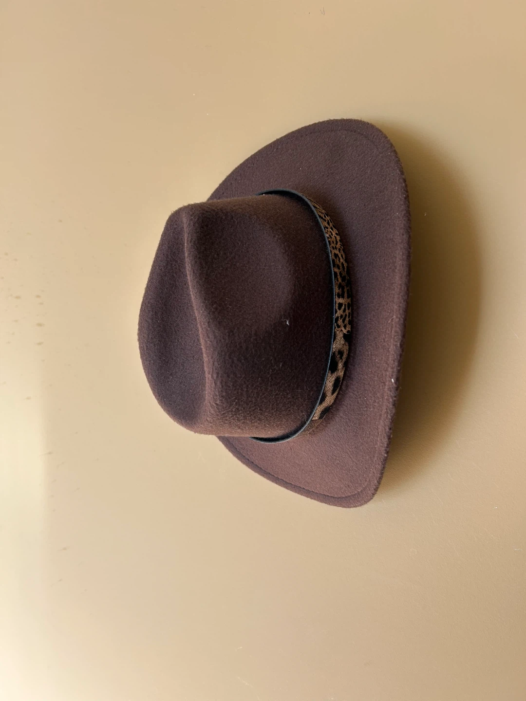 Brown Cowboy Hat with Leopard Print Band