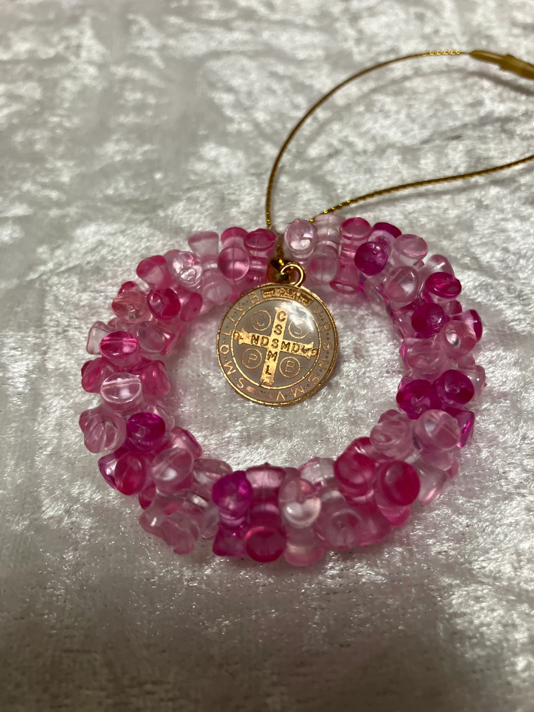 Beaded Heart with St. Benedict Medal Charm - photo 4