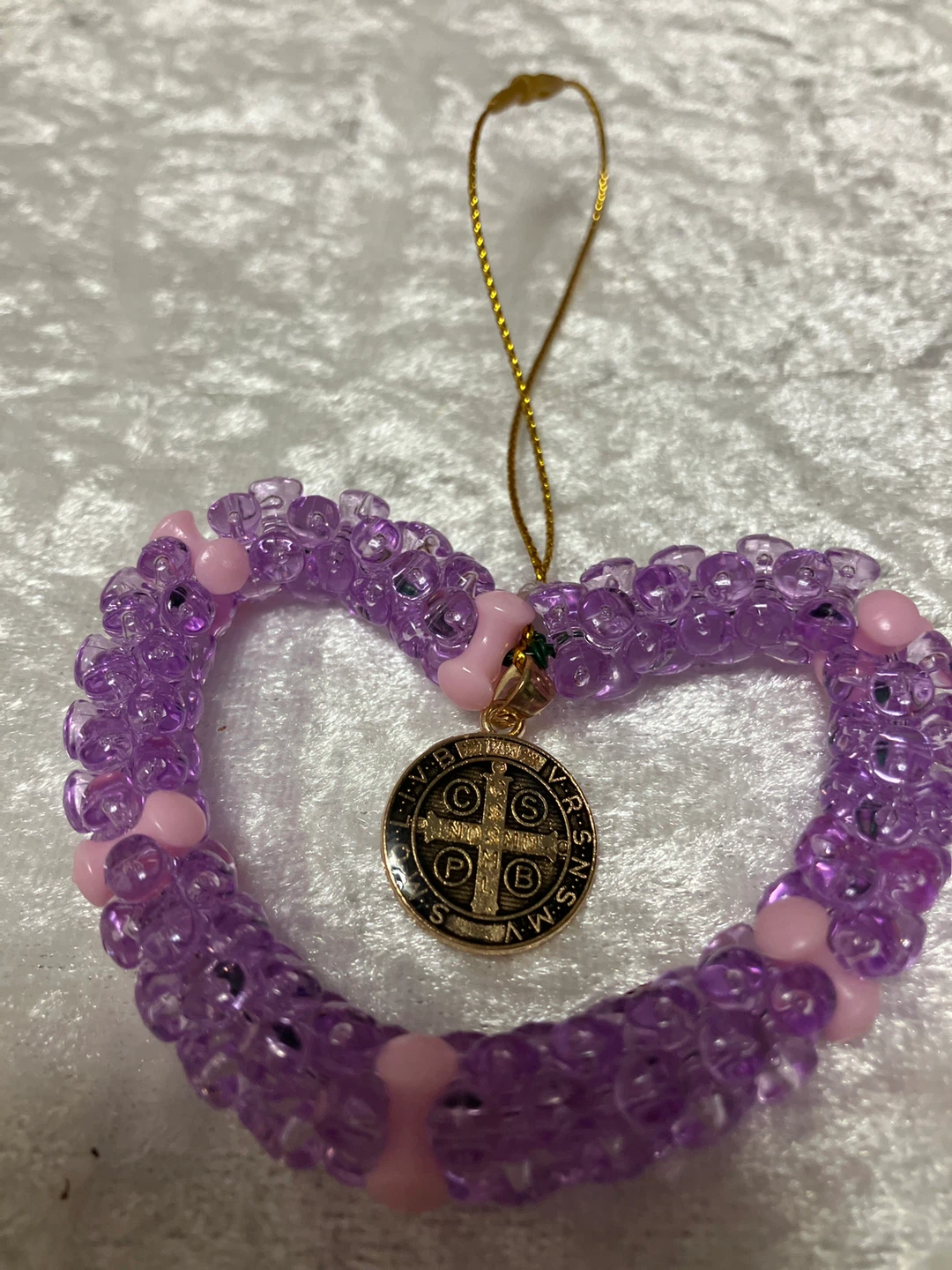 Beaded Heart with St. Benedict Medal Charm - photo 2