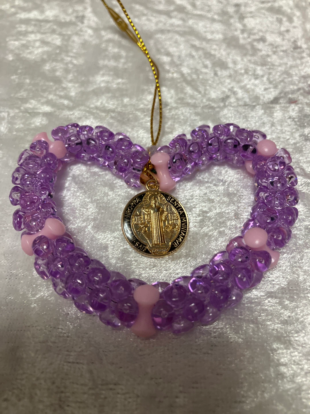 Beaded Heart with St. Benedict Medal Charm