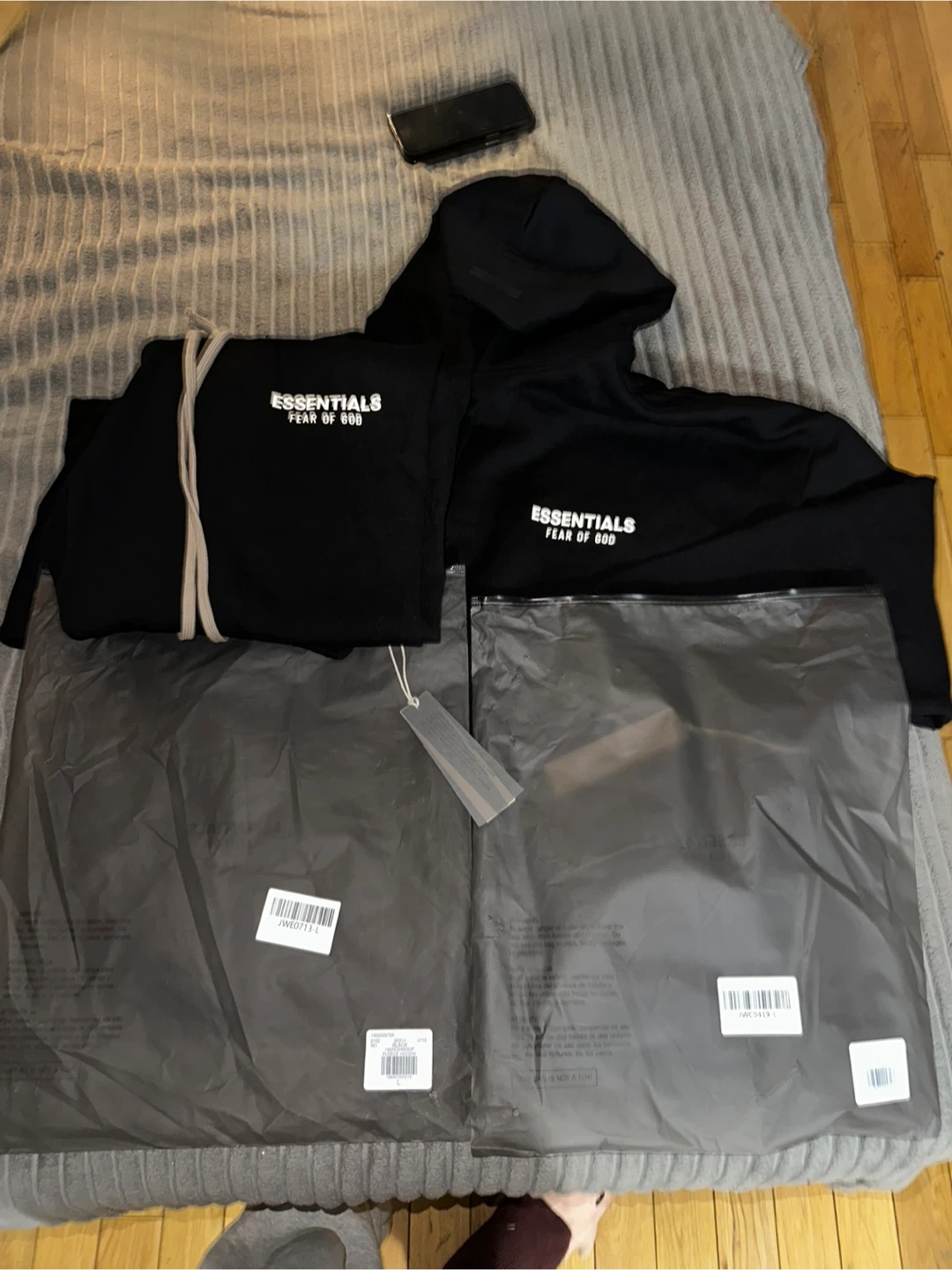 Black Essentials Fear of God Hoodie and Shorts Set