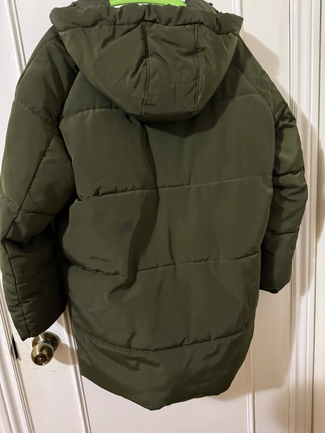 Zara Olive Green Puffer Coat with Hood SizeL - photo 3