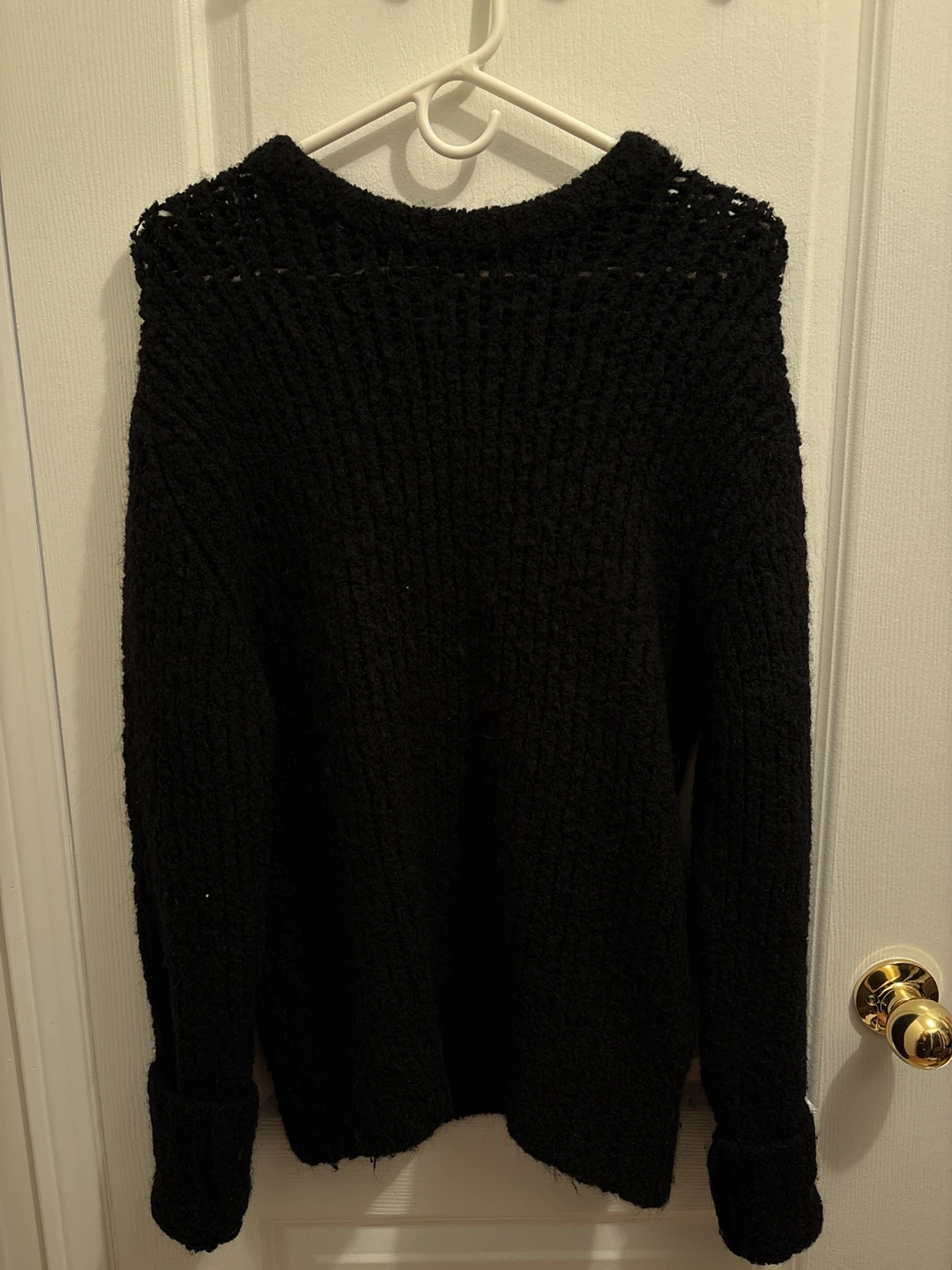 Black Textured Knit Sweater