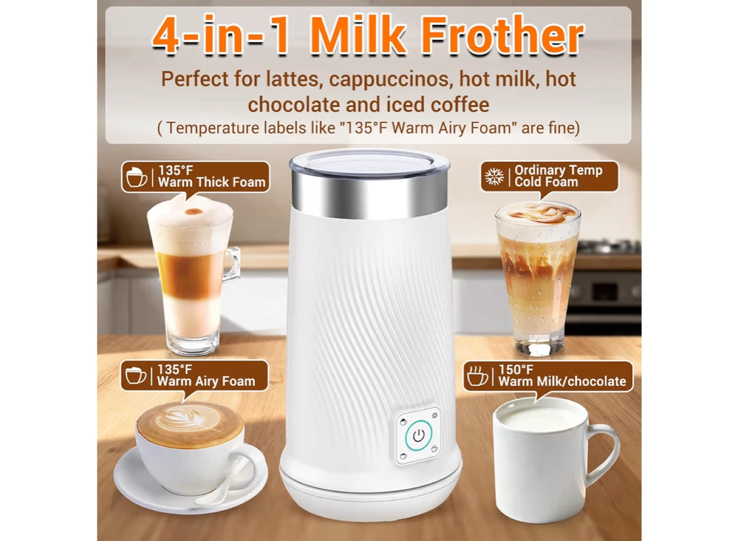 WOWTEAM 4-in-1 Electric Milk Frother- Brand new - photo 2