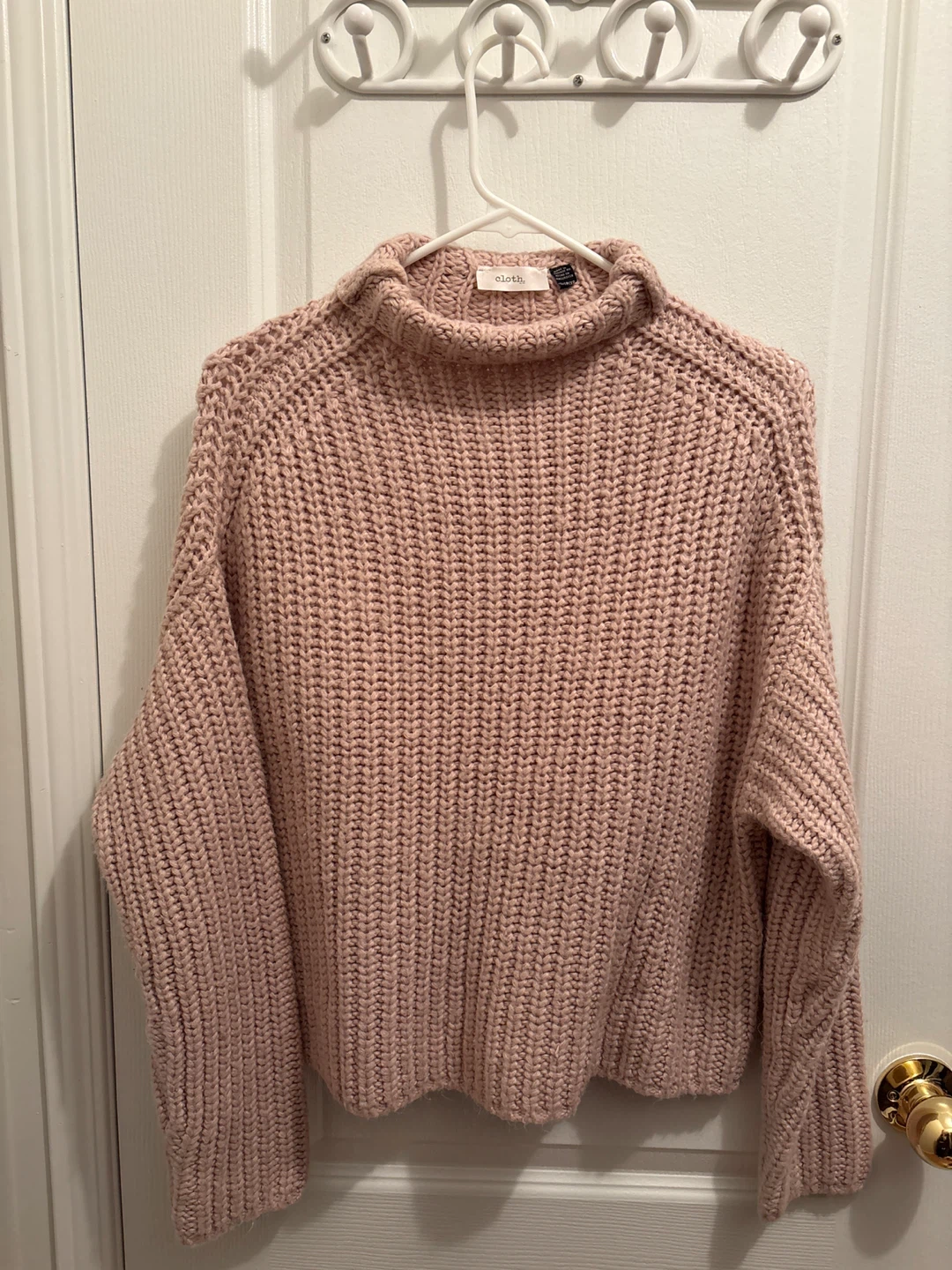 CLO CLOTH Women's Pink Chunky Knit Turtleneck Sweater - photo 2