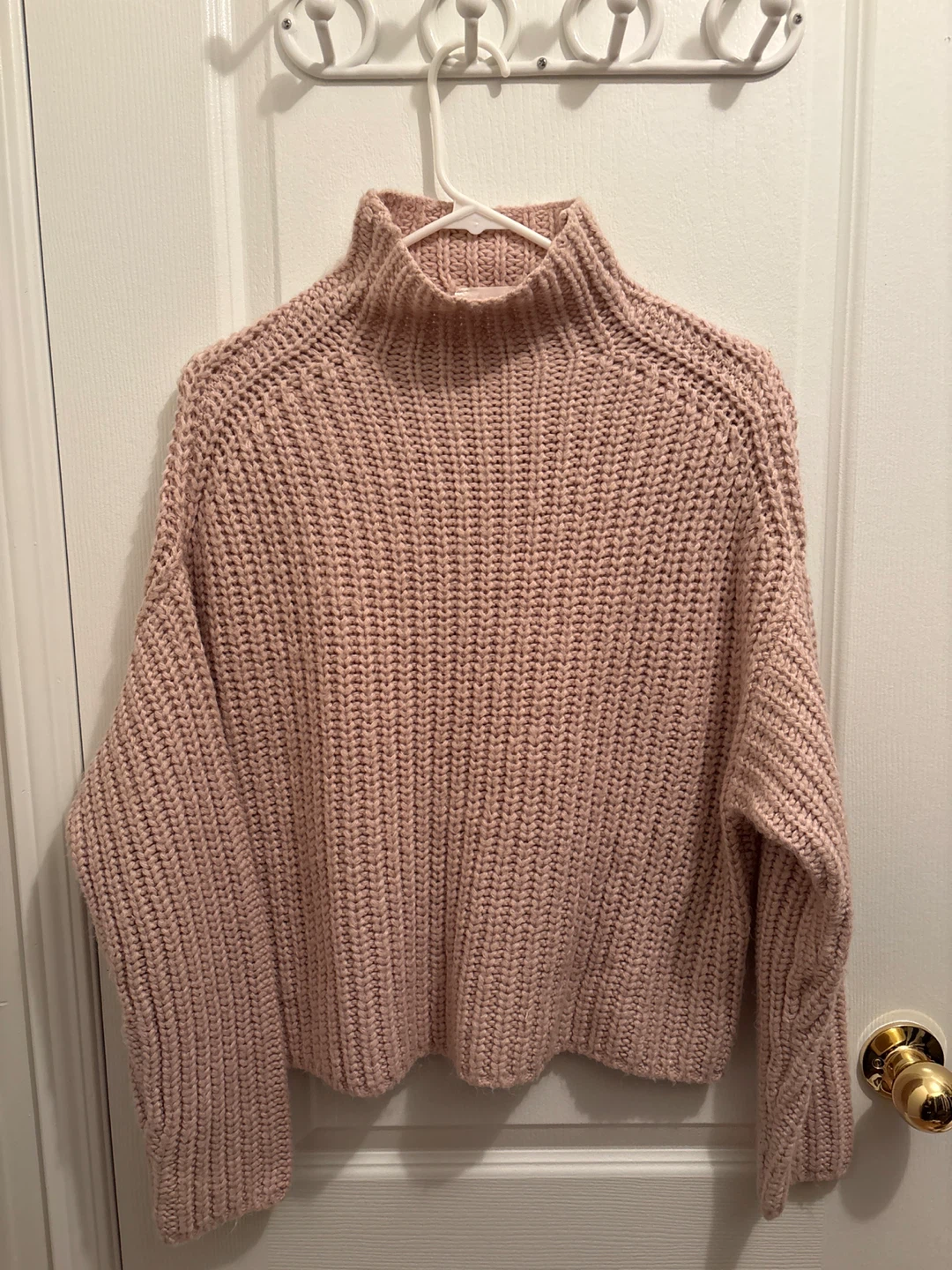 CLO CLOTH Women's Pink Chunky Knit Turtleneck Sweater