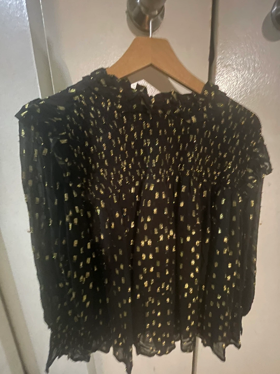 Black and Gold Metallic Dot Blouse
