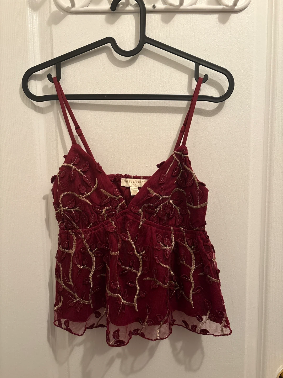 Urban Outfitters Burgundy Embroidered Camisole Top