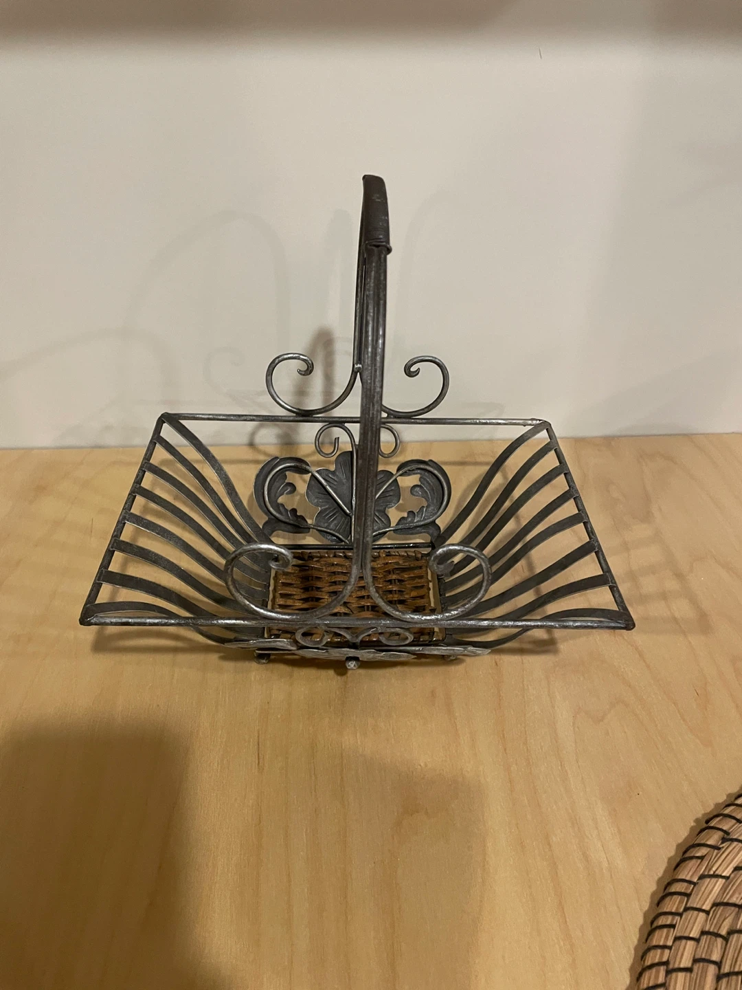 Decorative Metal and Wicker Basket