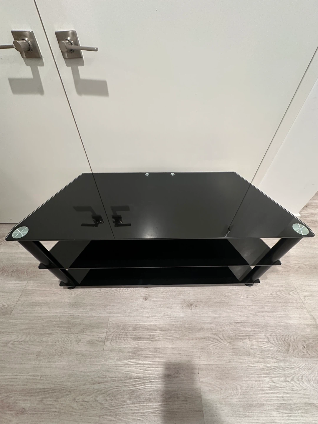 Black Glass 3-Tier TV Stand