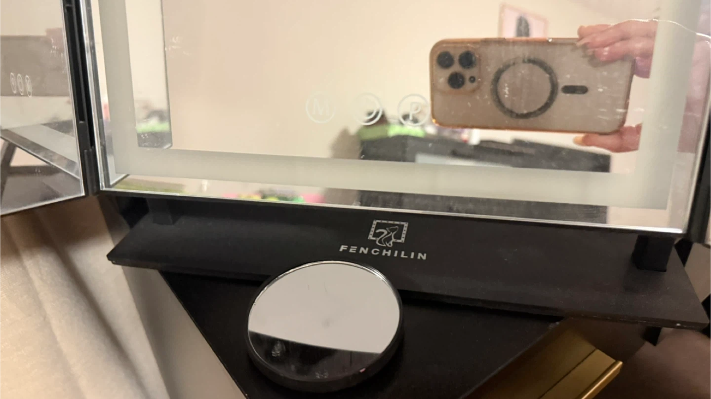 FENCHILIN Tri-fold Vanity Mirror with Lights plus makup mirror - photo 3