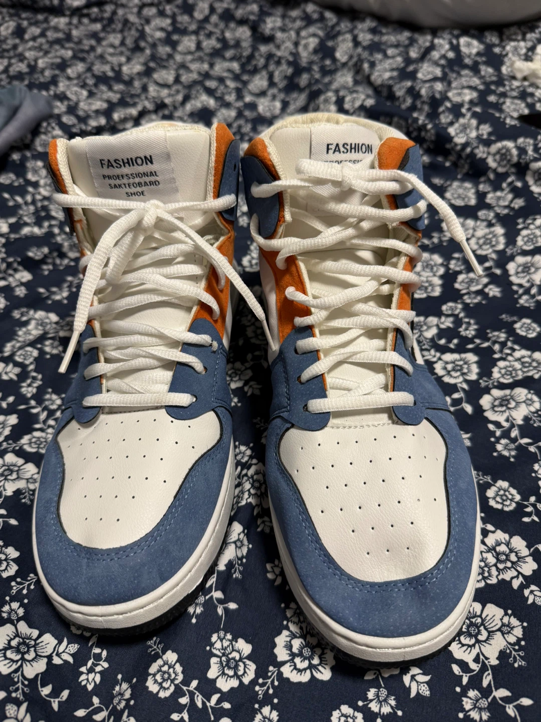 Fashion Sneakers - White/Blue/Orange