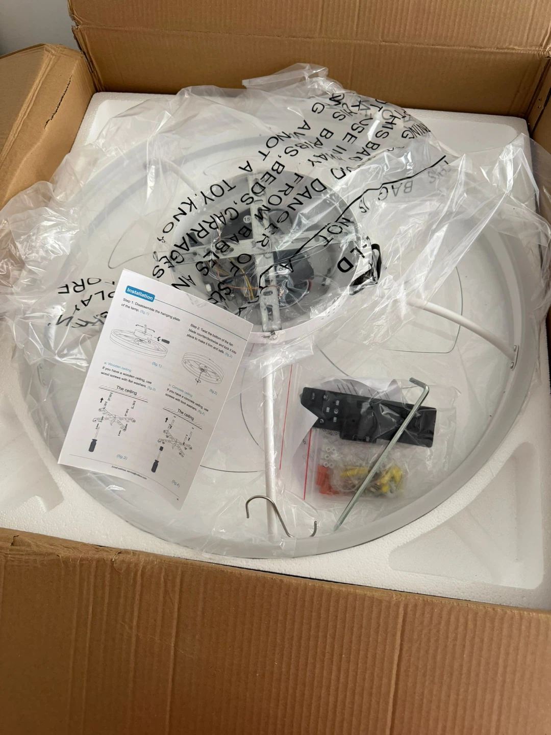 White Modern Ceiling Fan with Light and Remote - photo 5