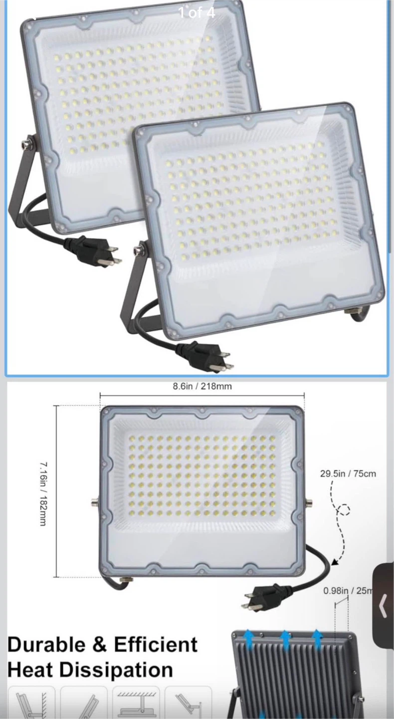 2 Pack LED Flood Lights - 100W, Waterproof IP66
