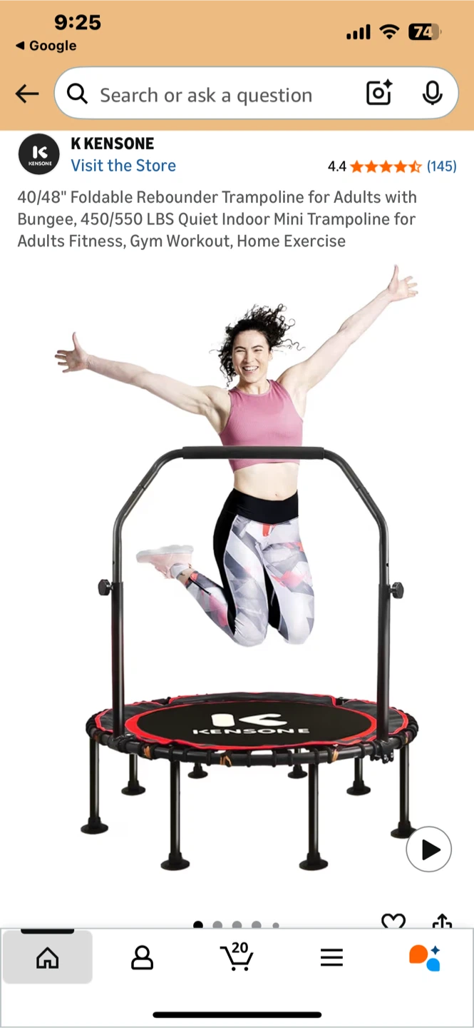 Kensone 48" Foldable Rebounder Mini Trampoline for Adults