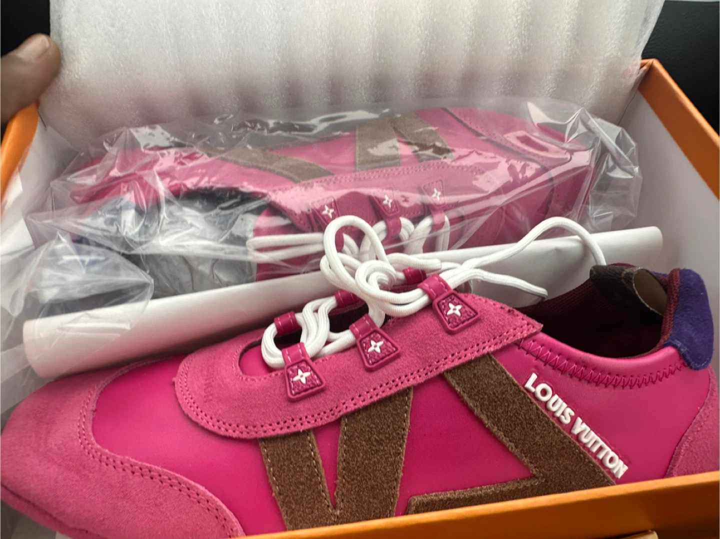 Louis Vuitton Pink Suede & Leather Sneakers