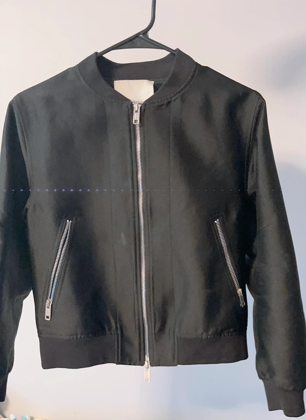 Black Bomber Jacket with Lace-Up Detail