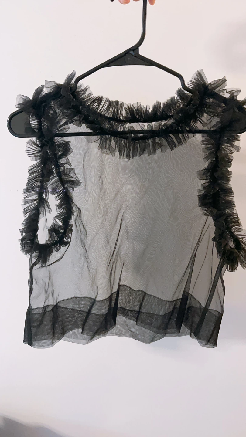 Black Sheer Ruffle Top