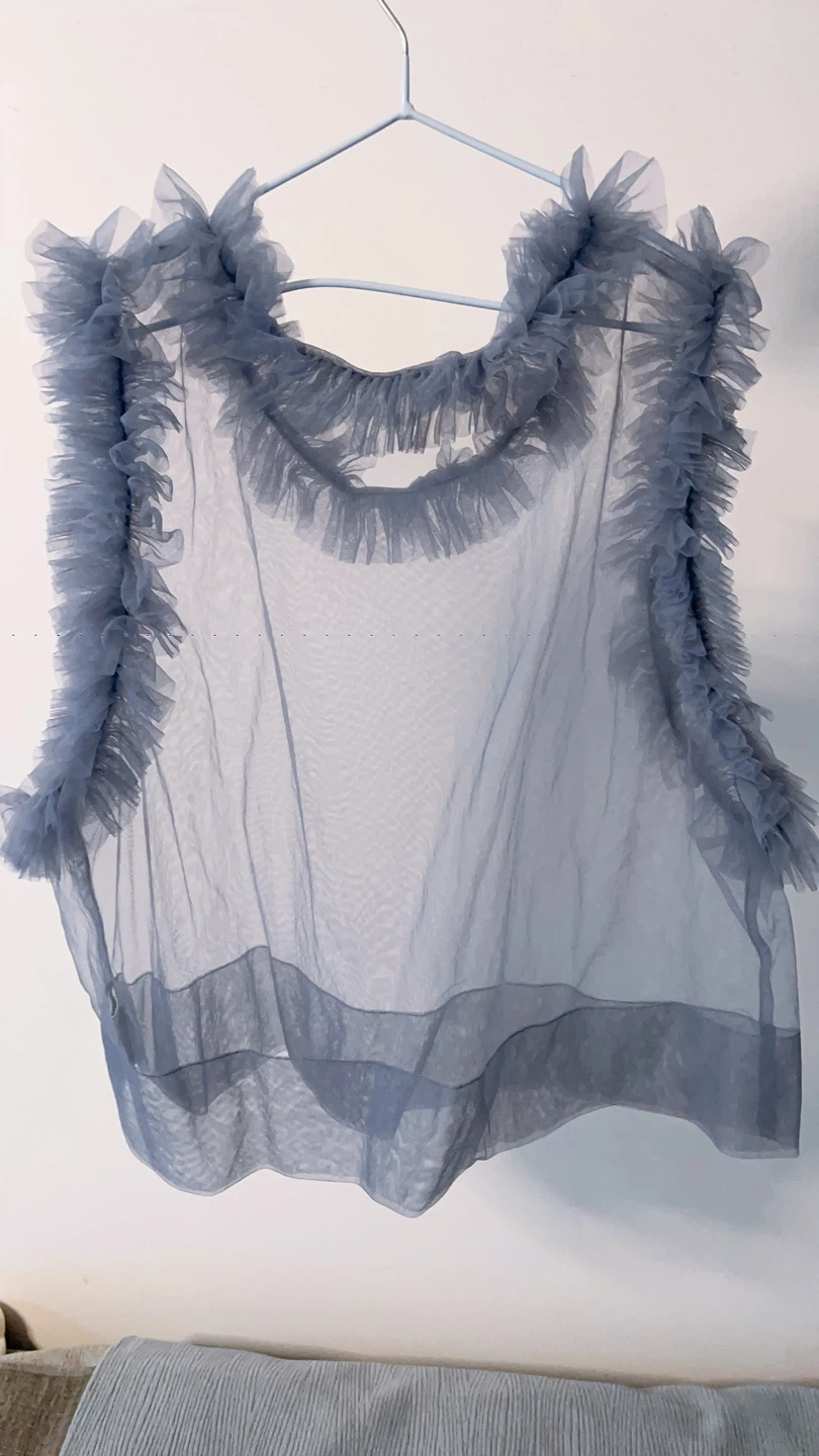 Lilac Sheer Ruffle Top