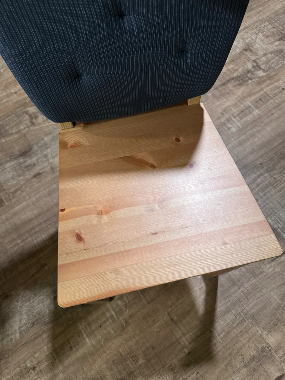 Set of 3 Wooden Chairs with Blue Padded Seats - photo 2