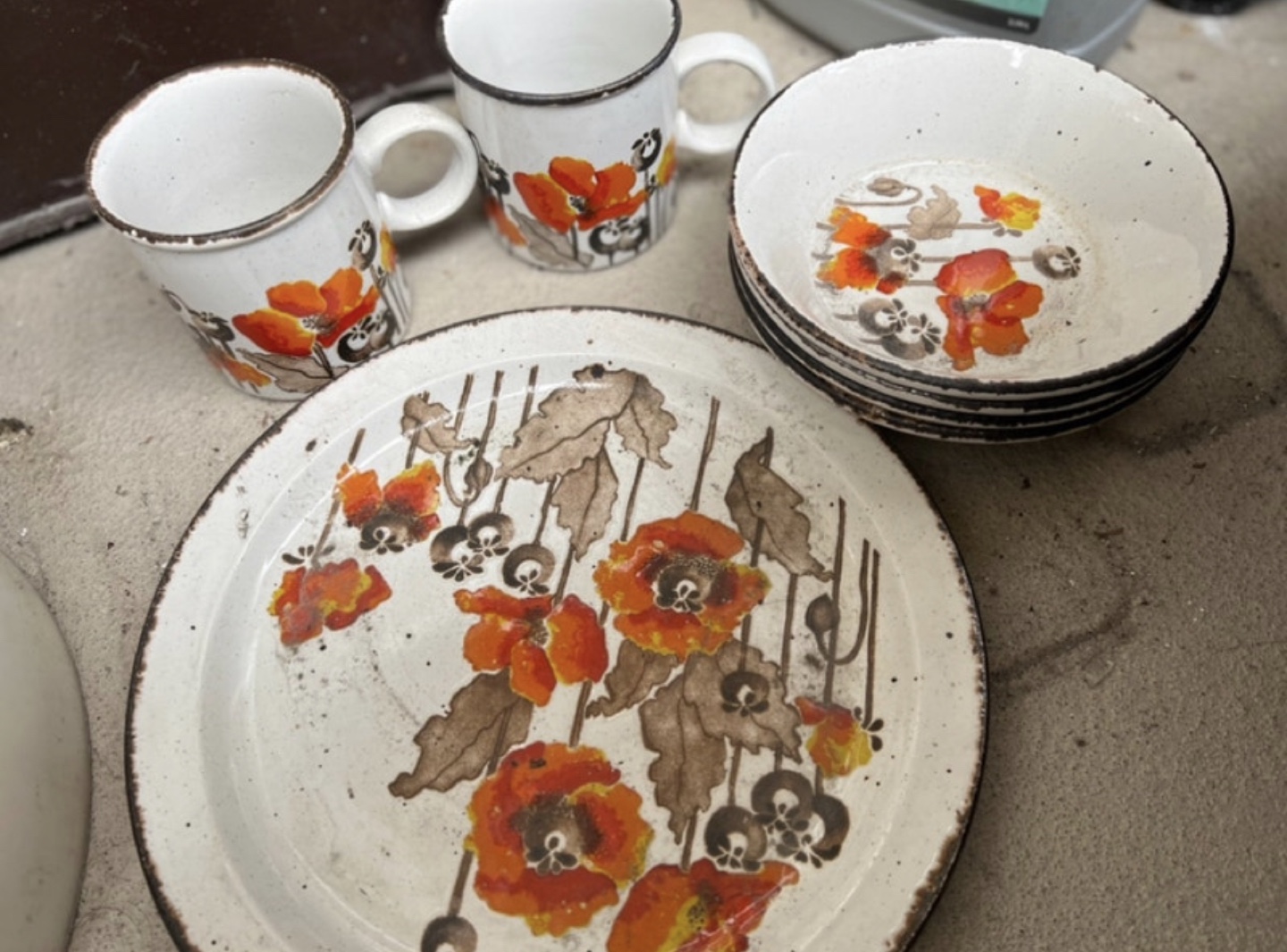 Midwinter Stonehenge Poppy Pattern Mug and Bowl Set