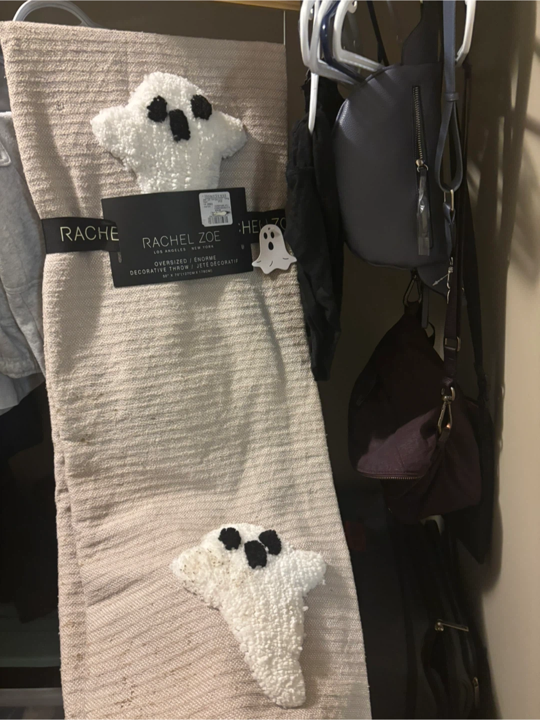 Rachel Zoe Oversized Decorative Throw - Tan with Ghosts