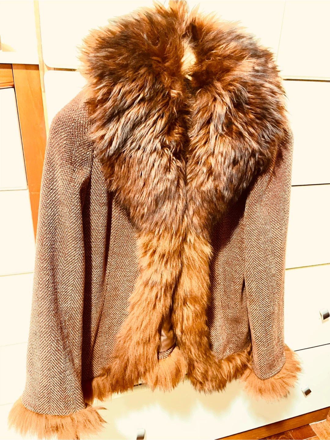 Tweed Coat with Fur Collar & Cuffs - photo 3