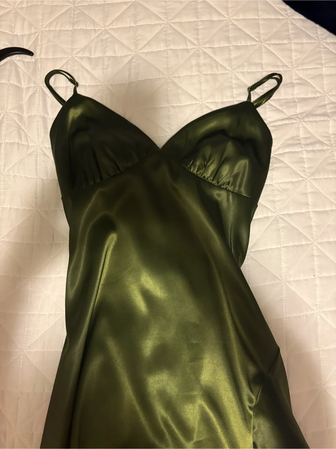 Green Satin Slip Dress - photo 2