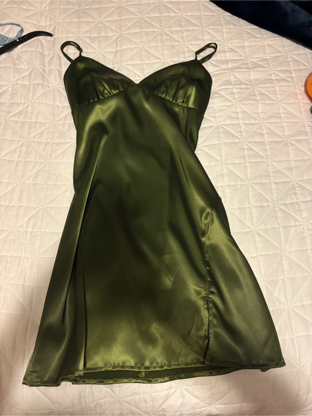 Green Satin Slip Dress